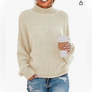 Long sleeve chunky mock neck sweater by Zesica